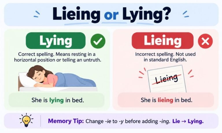 Lieing or Lying: Meaning, Rules, and Examples