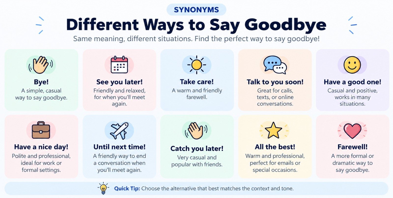 Different Ways to Say Goodbye