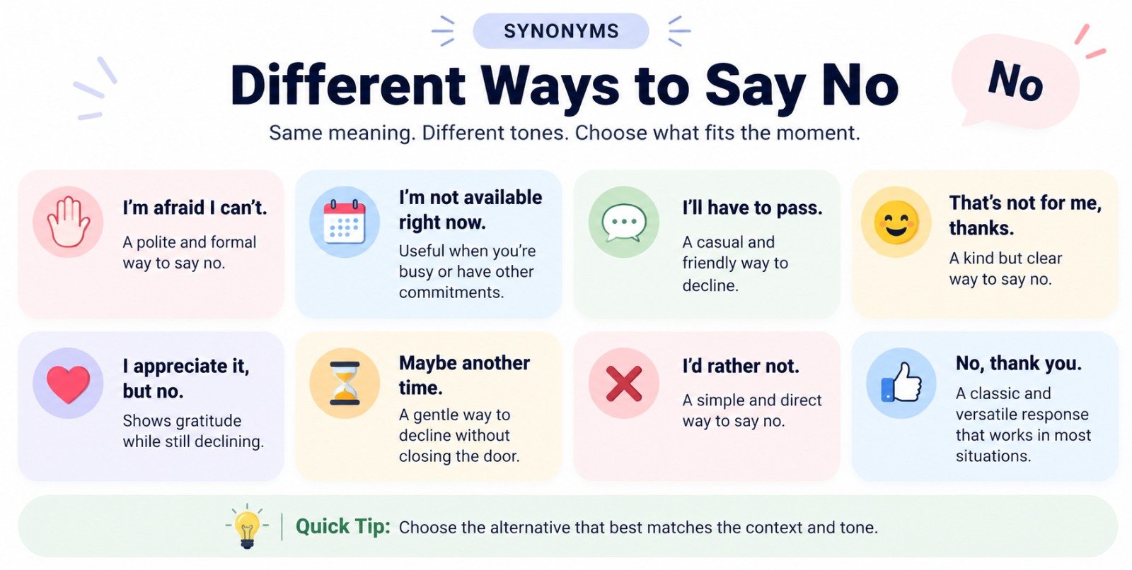Different Ways to Say No